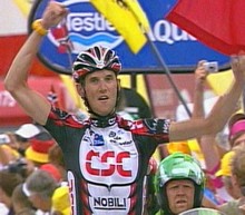 Frank Schleck vainqueur  l'Alpe d'Huez lors du Tour de France 2006